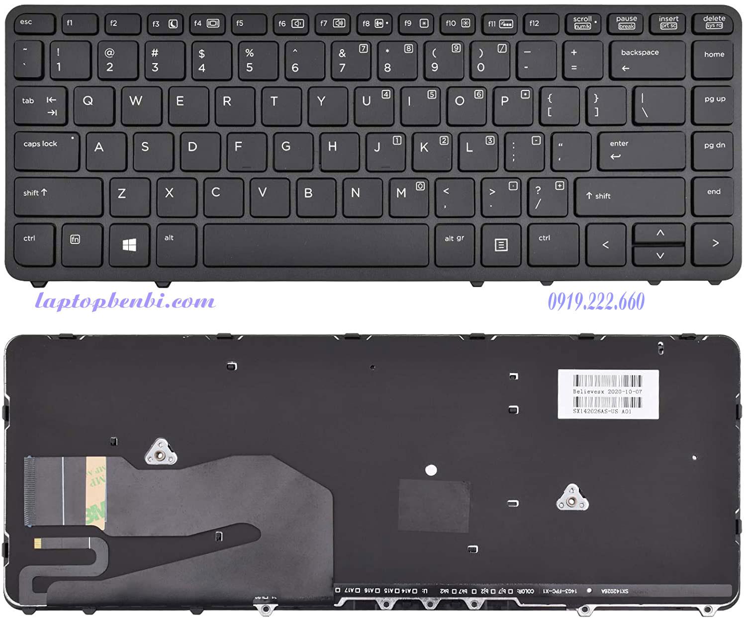 Bàn phím Laptop HP 840 G1, 840 G2 có đèn bàn phím | Keyboard laptop HP 840 G1, 840 G2 Baclit keyboard
