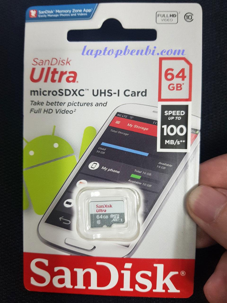 Thẻ Nhớ điện thoại Micro SDXC SanDisk UHS-1 64GB Class 10