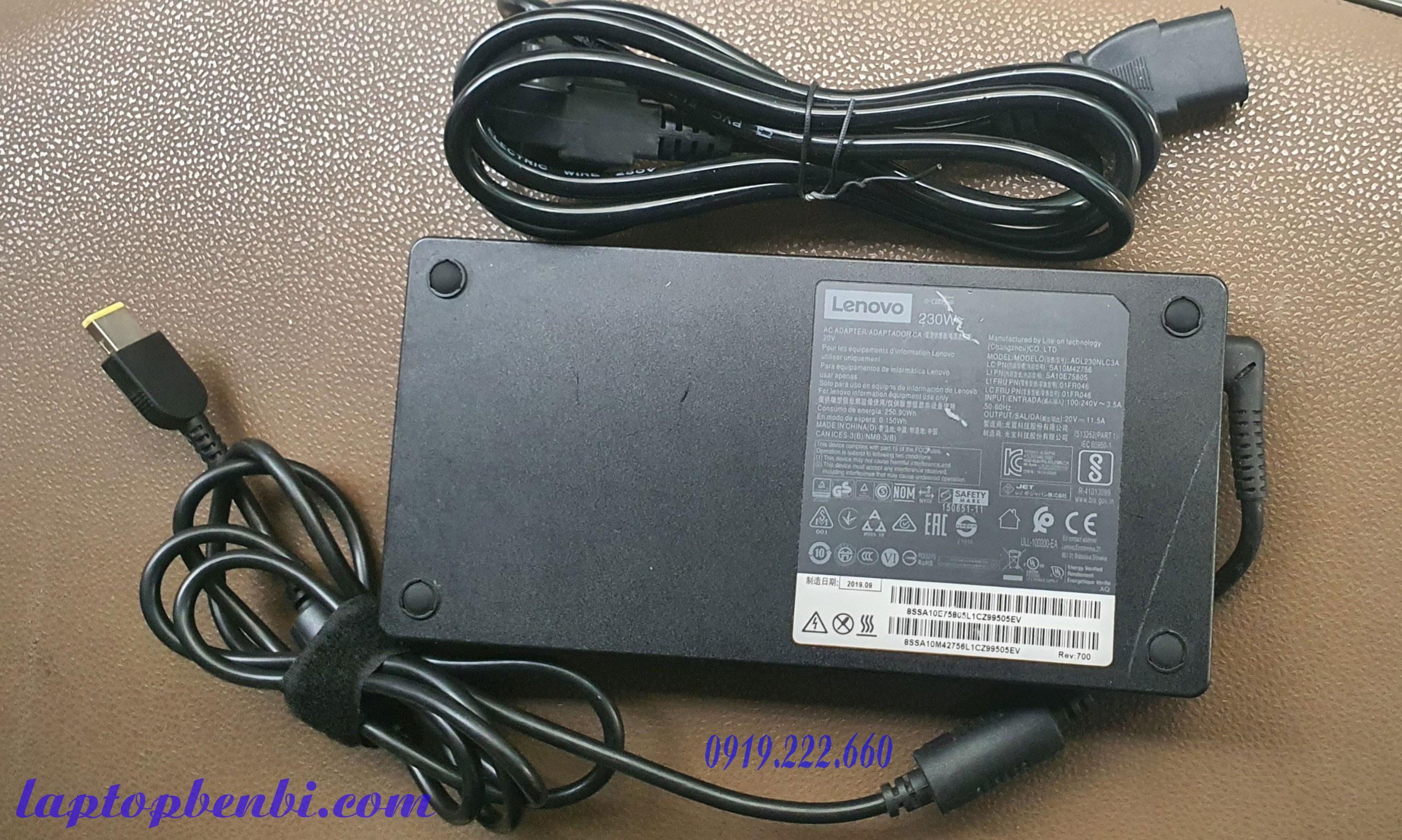 Adapter sạc laptop Lenovo 230w (20v-11,5A) - Đầu USB  vuông dùng cho Thinkpad P50, P51, P52, P53, P70, P71, P72, P73